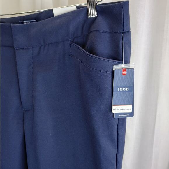 Izod Navy Slim Fit Ankle Length Pants Smoothing Panel, 12, NWT - Picture 2 of 8